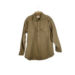 Woolrich Chamois Button Up Shirt Brown Heavyweight Cotton Flannel Mens Medium